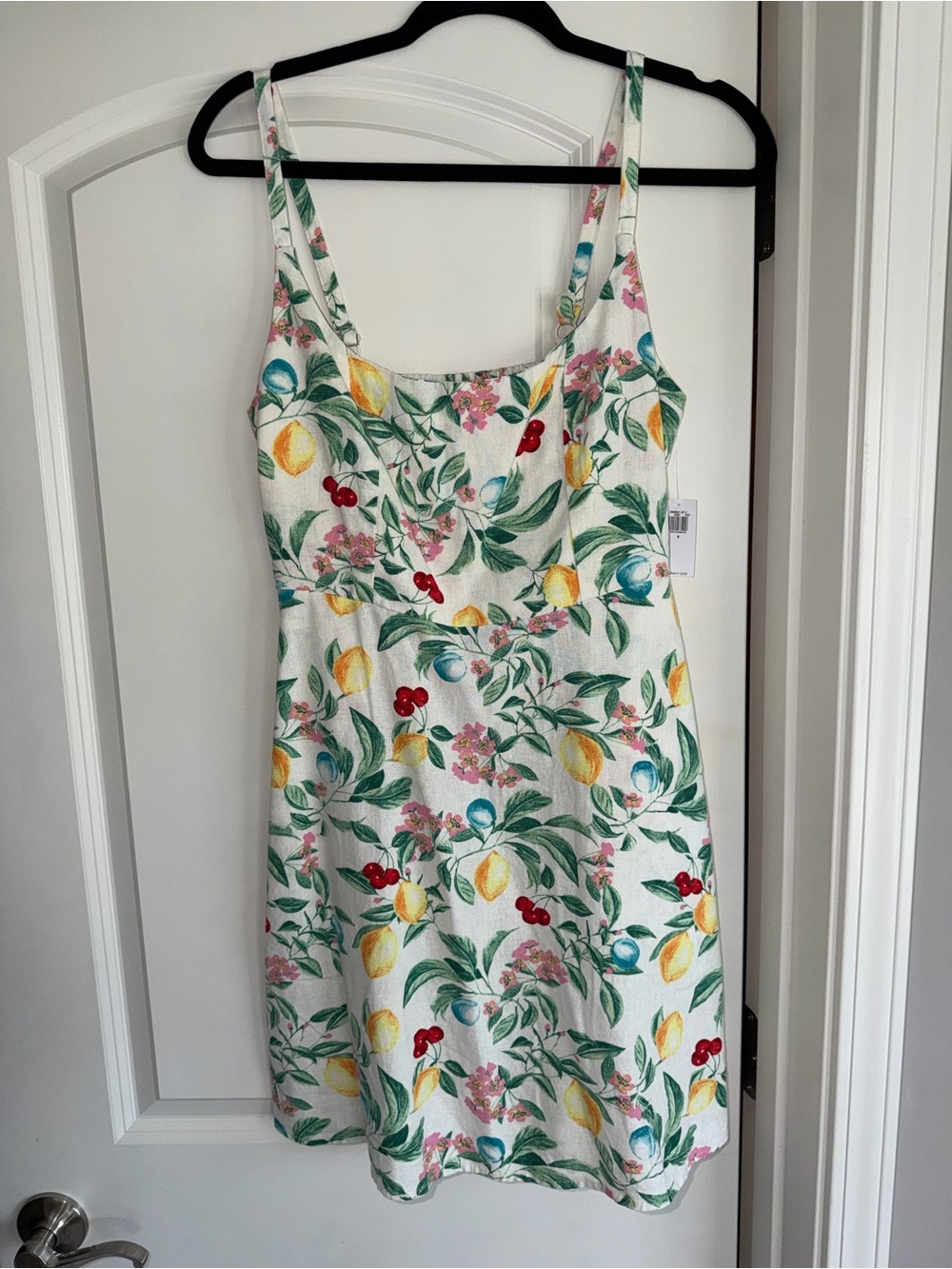 Old Navy White Mini Dress with Yellow Lemon and Red Cherry Print